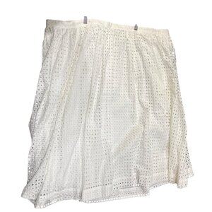 Kate Spade Skirt White Eyelet Midi Pockets 100% Cotton Elastic Size 4X NWOT